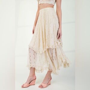 Easel Ivory Lace Maxi Skirt